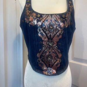Embellished Dark Blue Corset Top by Capriris